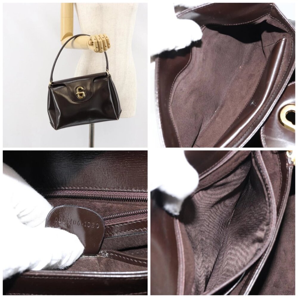 GUCCI Hand Bag Leather Dark Brown Gold - Picture 15 of 15